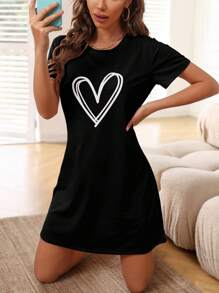 heart print pajama nightdress