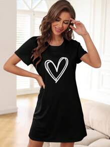 heart print pajama nightdress