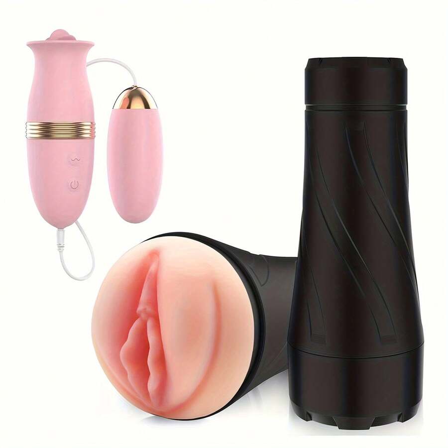 portable wand massager & realistic textured male masturbator cup