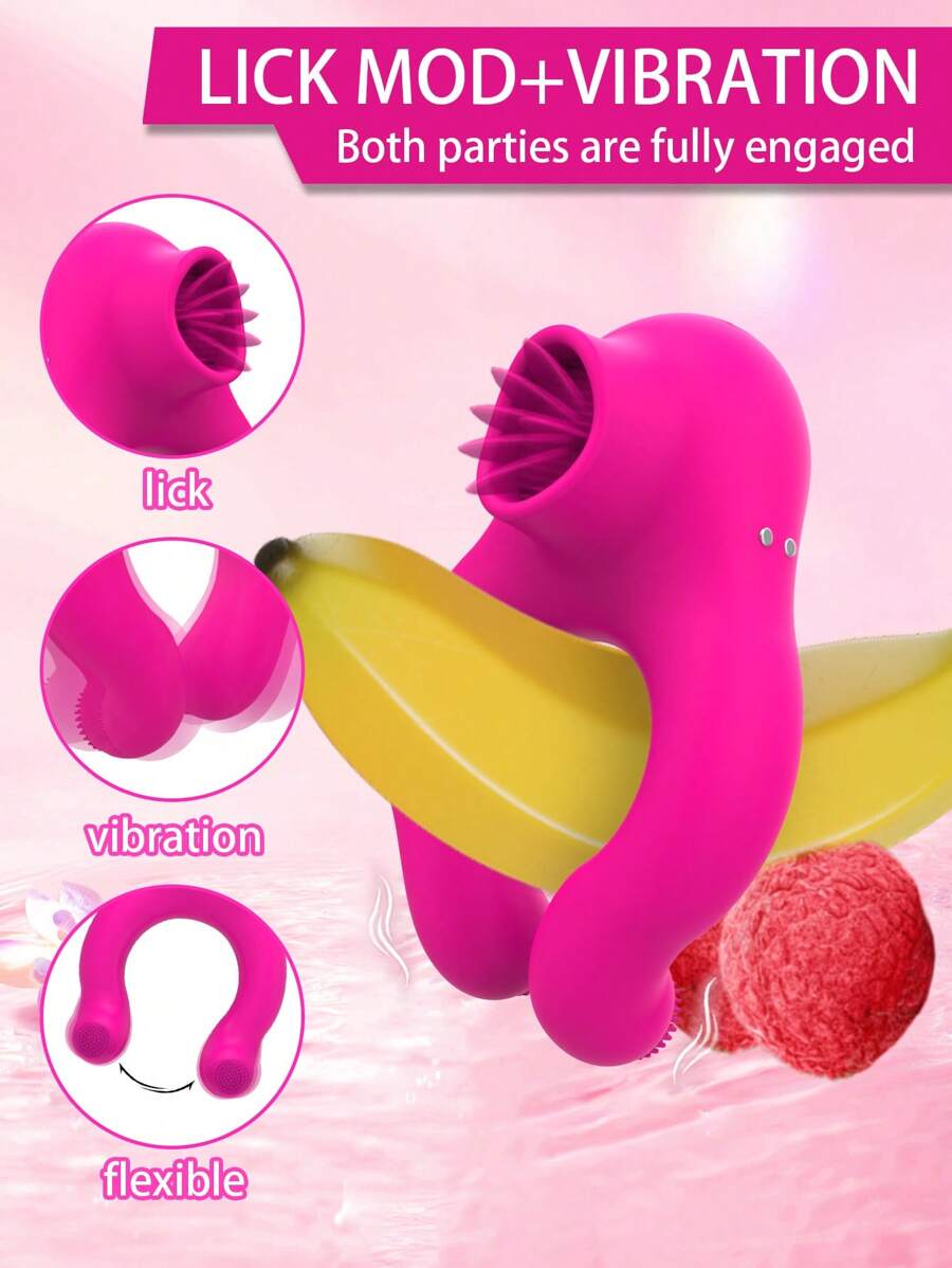 sex vibration toys shared by couples, tongue licking vibration two-in-one