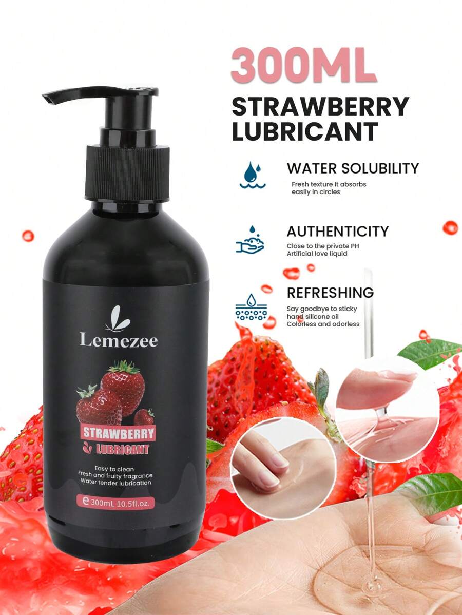 lemezee 1pc 300ml strawberry water based lubricant, silicone lubricant