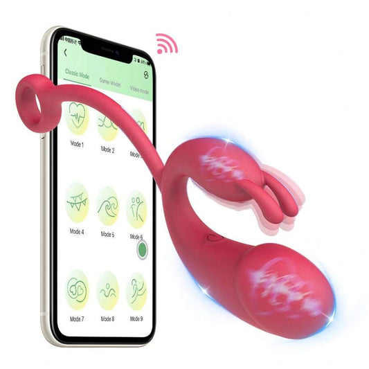 Women's Sex Toy Sexy APP Controlled Rabbit Vibrator Dual Shock