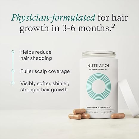 nutrafol women's balance hair growth supplements, ages 45 and up, clinically proven for visibly thicker hair and scalp coverage, dermatologist recommended - 1 month supply