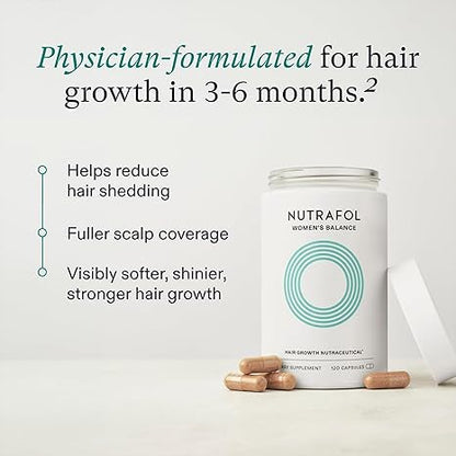 Nutrafol Women's Balance Hair Growth Supplements, Ages 45 and Up, Clinically Proven for Visibly Thicker Hair and Scalp Coverage, Dermatologist Recommended - 1 Month Supply